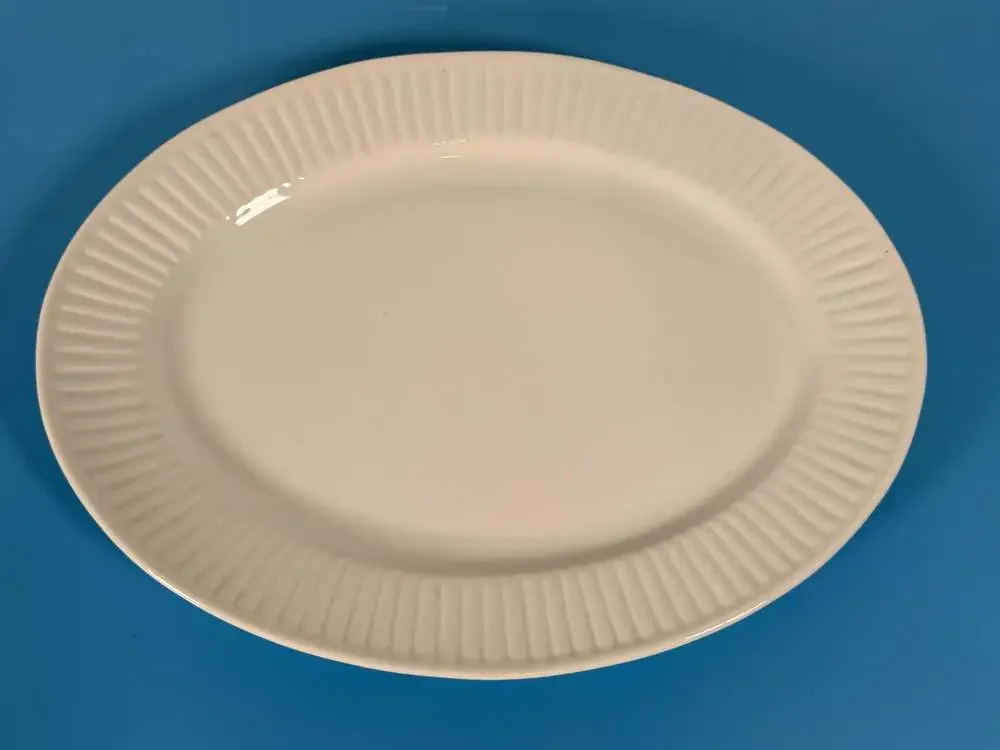 Gibson White Ribbed Edge Oval Serving Platter